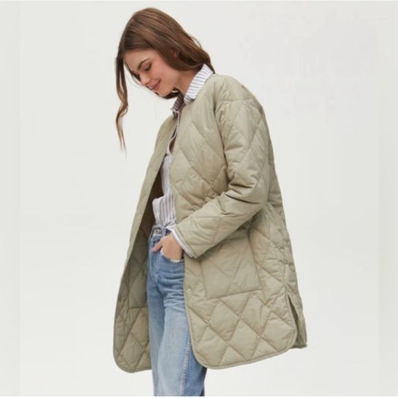 Michael Stars Sonnet Snap-Front Quilted Coat Light Olive Size 1X - Picture 2 of 11